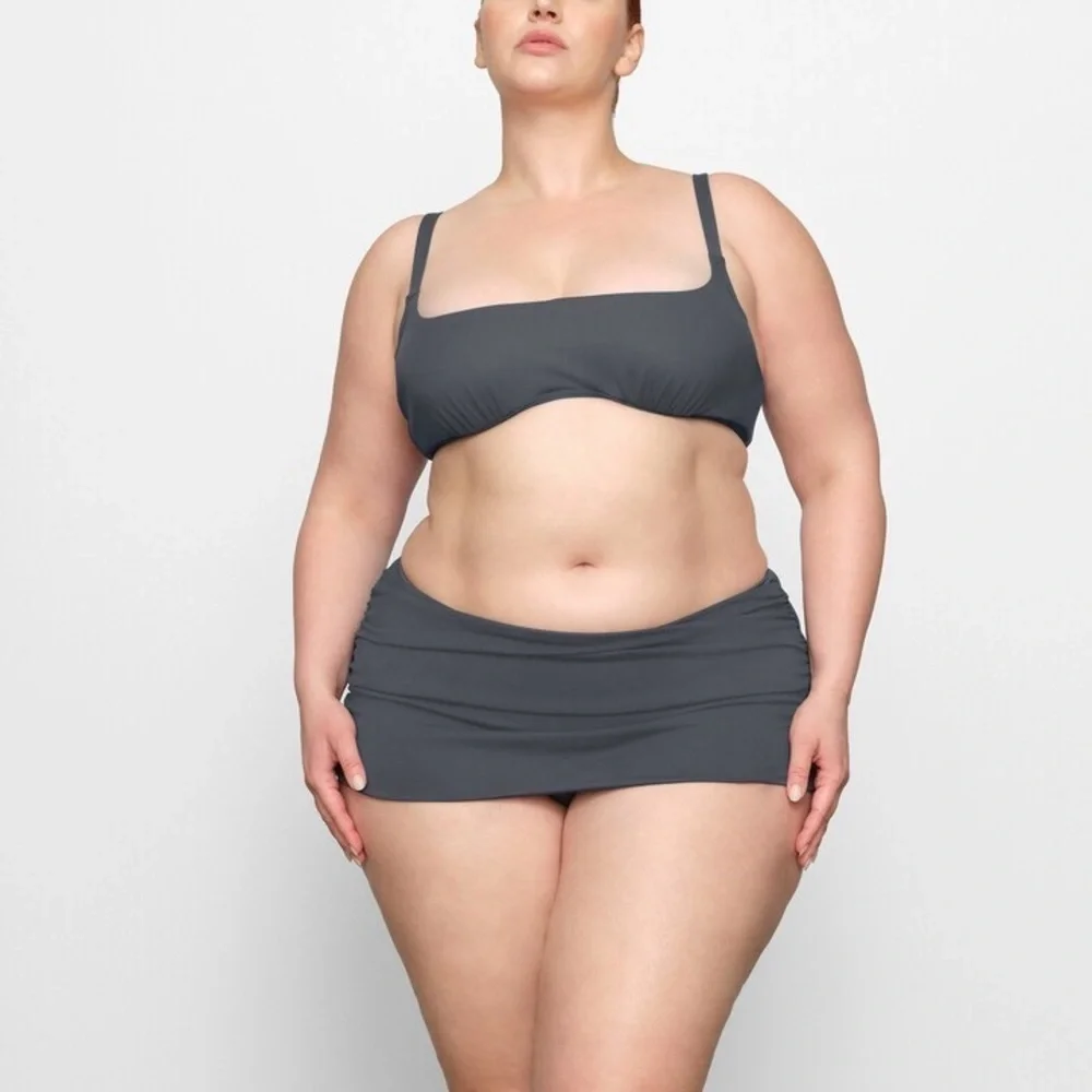 Skims Shaping Swim Foldover Skirt Bikini Bottom Gunmetal Size 3X & XS
